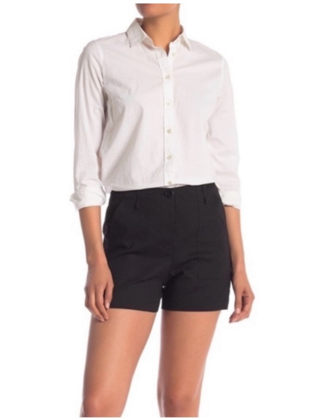 Theory Linen Blend Cargo Shorts in Black- Size 10.